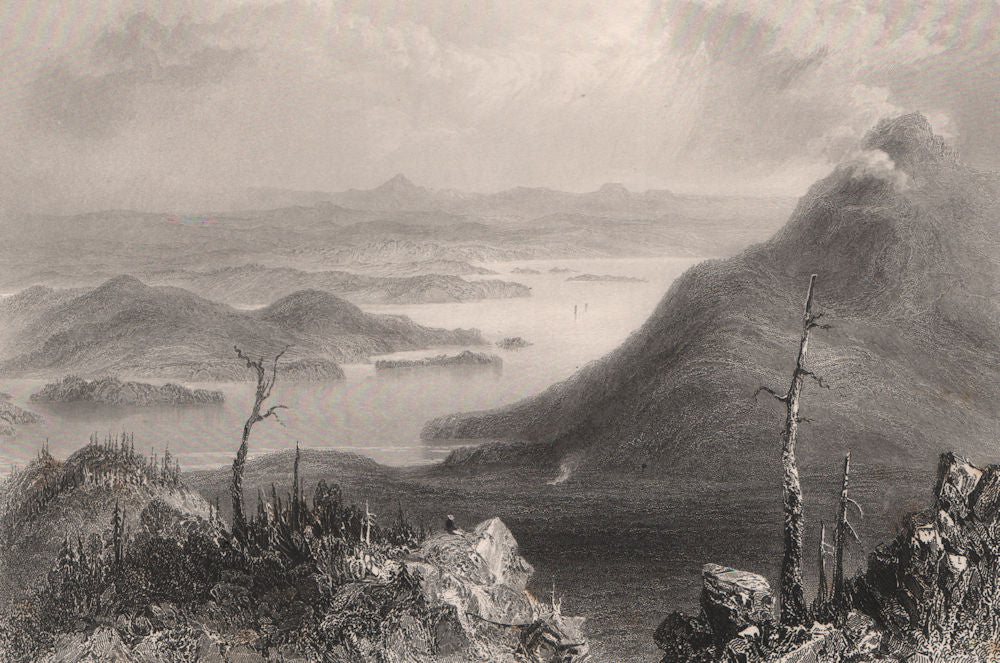QUEBEC. Lake Mephremagog & Owl's Head Mountain. BARTLETT 1842 old print